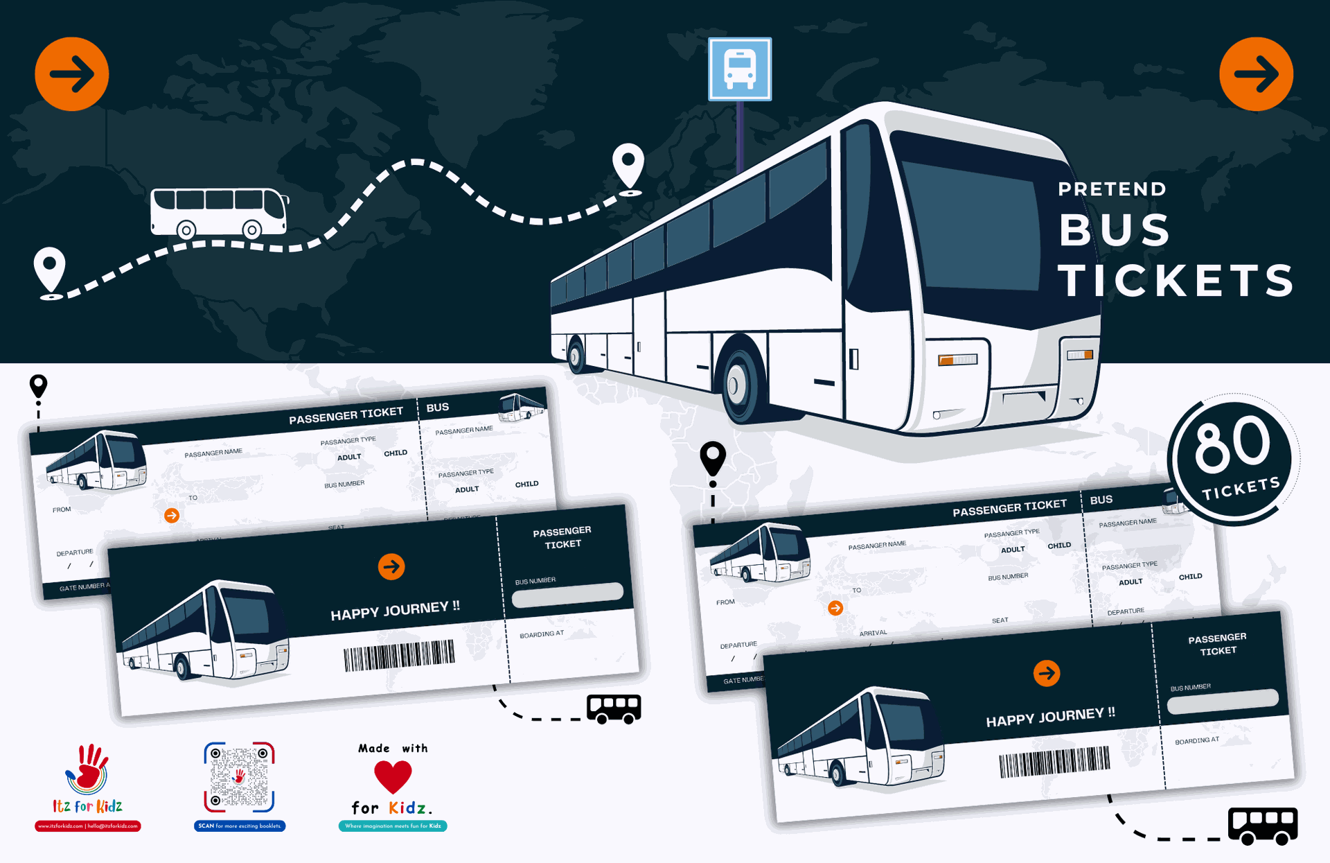 Pretend Bus Tickets Book | Itz for Kidz Pretend Bus Tickets Book: Ready-to-Use Blank Tickets for Kids' Imaginative Travel Play